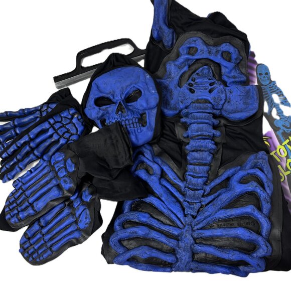 Rare Skeleton Purple 3 D Skele-Bones Costume Fun World VTG Adult NWT NOS Y2K - Picture 6 of 14